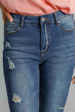 High-Waist Distressed Jeans with Comfort
