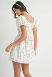 Floral Print Puff Sleeve Mini Dress