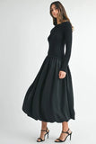 Ribbed Poplin Mix Midi Sweater Dress