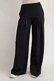 Full Size Ribbed Wide-Leg Pants with Pockets Plus Size