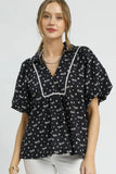 Sailor Collar Bow Pattern Blouse