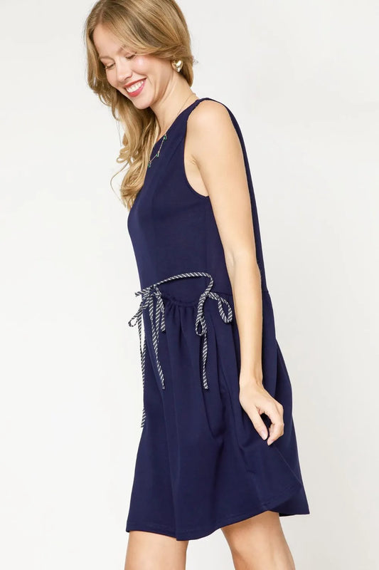 Sleeveless Relaxed Fit Dress with Side Ties