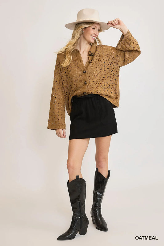 Oversized Button-Up Knit Cardigan