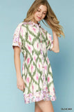 Vibrant Pattern Short Sleeve Mini Shirt Dress