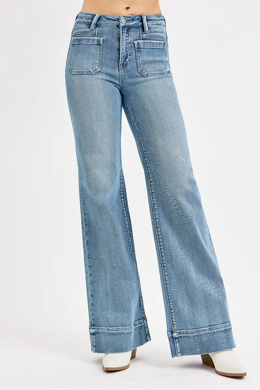 Vintage-Inspired High-Waist Flare Jeans - Plus Size