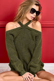 Edgy Washed Cold Shoulder Sweater