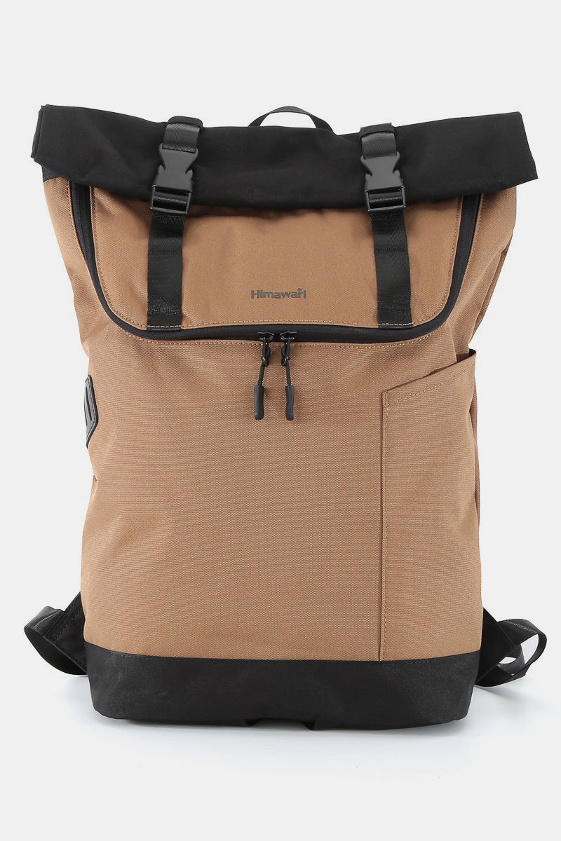 Contrast Waterproof Canvas Backpack Bag - Mocha