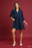 Corduroy Dress with Oversized Sleeves
