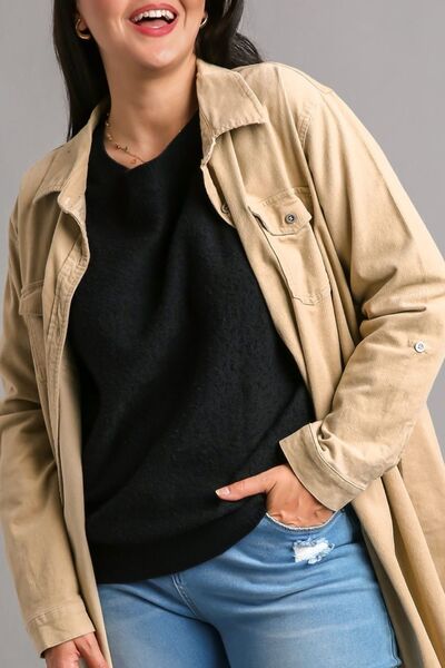 Full Size Round Neck Long Sleeve Sweater Plus Size