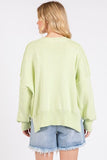 Mittoshop Side Slit Round Neck Drop Shoulder Sweater