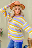 Multi Striped Mesh Pullover Spring Sweater