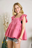 Ruffle Sleeve Babydoll Tunic Top