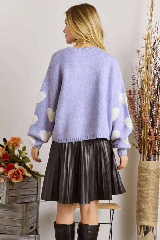 Full Size Lovely Heart Sweater Top