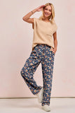 Vintage Bohemian Floral Wide-Leg Denim Jeans