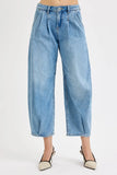 Vintage-Inspired High Waist Cropped Wide Leg Jeans