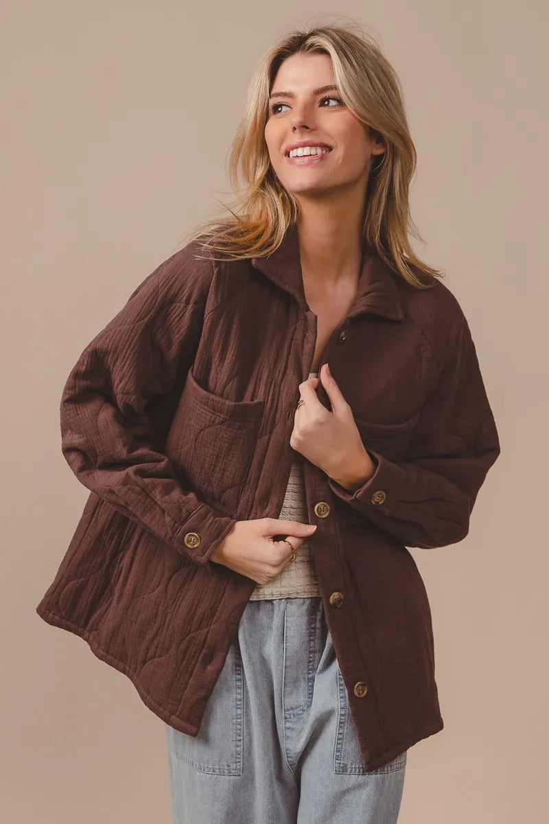 Textured Gauze Long Sleeve Shirt Jacket