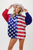 Velvet Sequin American Flag Shirt