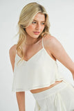 Crop Cami and Ruffled Wide Leg Pants Set