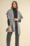 Knit Open Front Hooded Cardigan With Pocket