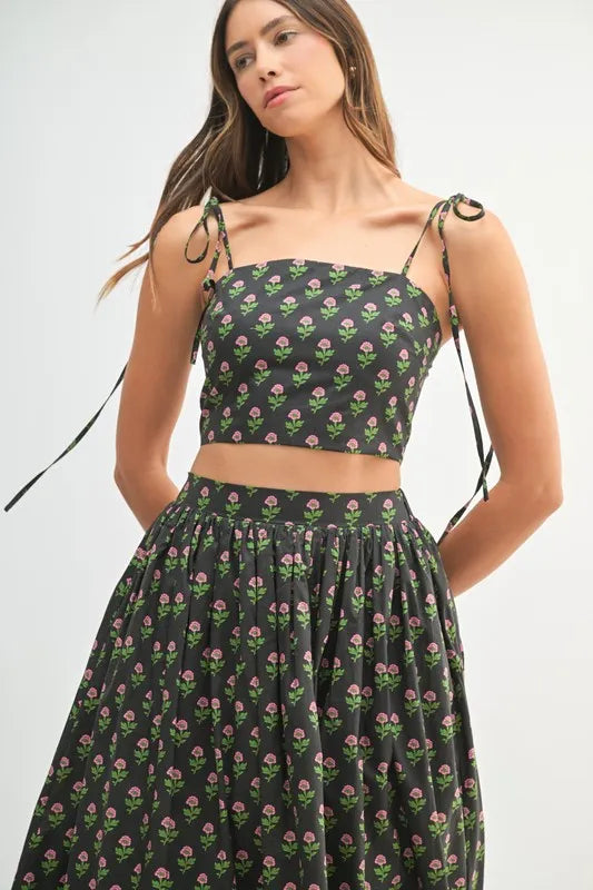 Floral Crop Top and Skirt Set