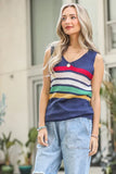 Stripe Summer Sweater Sleeveless Top