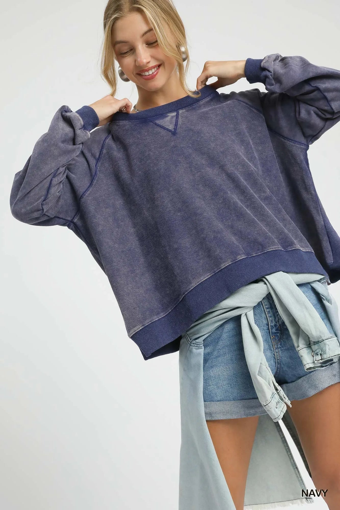 Edgy Mineral Wash Terry Sweatshirt