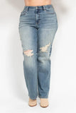 Full Size High Waist Distressed Dad Jean Plus Size