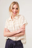 Eyelet Loose Button Down Shirt