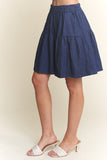 Elastic Waist Wide Leg Denim Shorts