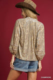Velvet Blouse with Dramatic Floral Balloon Sleeves