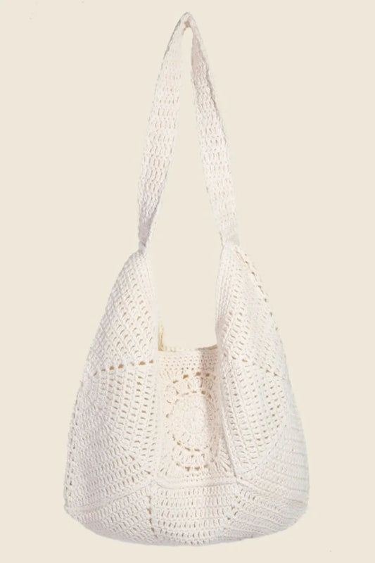 Braided Panels Hobo Shoulder Tote Bag