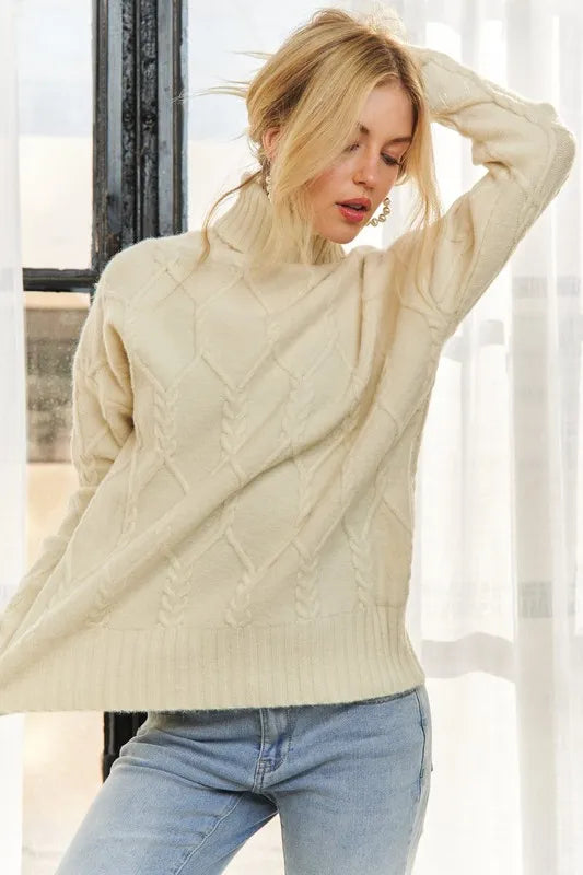 Braid Diamond Pattern Sweater