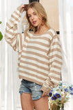 Drop Shoulder Soft Stripe Sweater Top