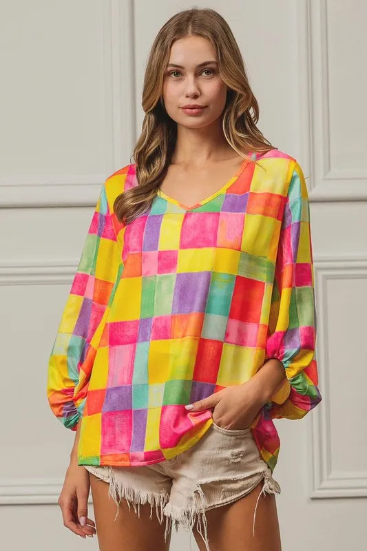 Multi Block Bubble Pop Ballon Top