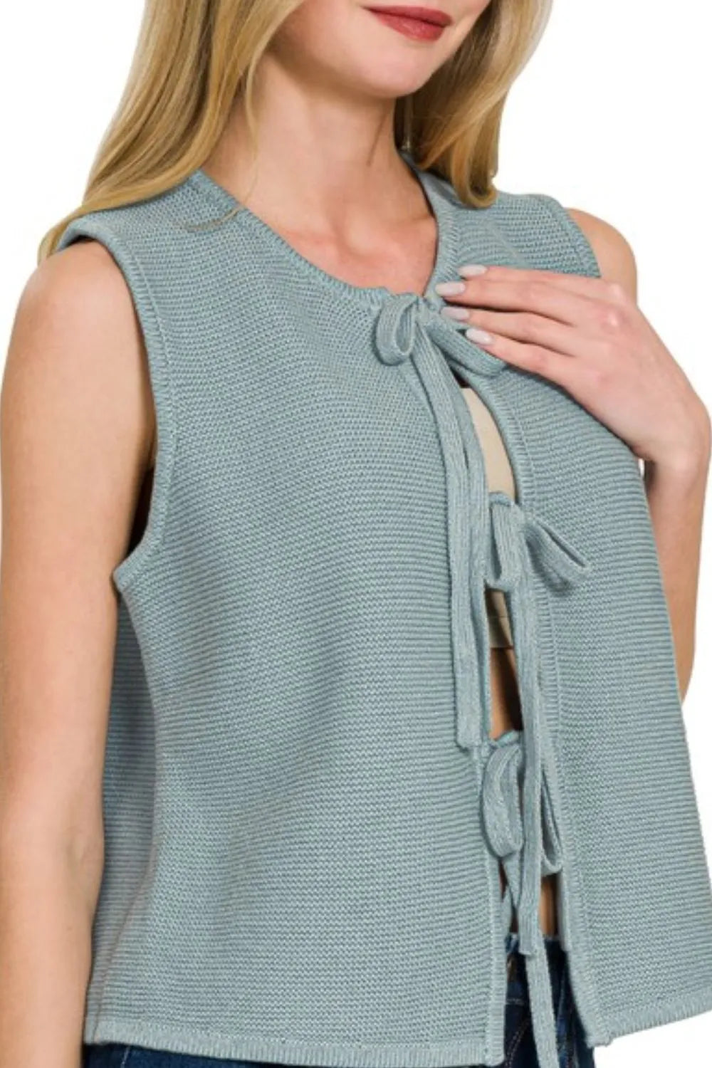 Tie Front Sweater Vest
