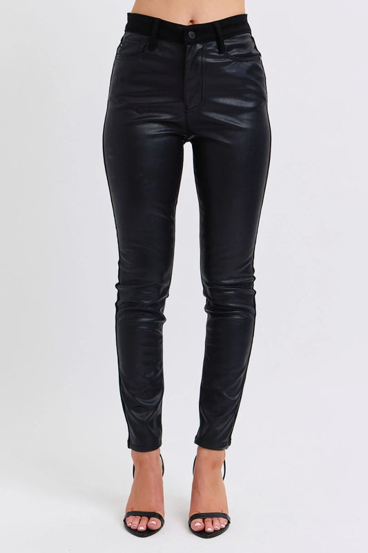 Curvy Fit High-Waisted Faux Leather Jeans