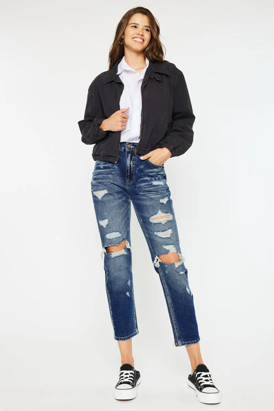 Elevated Waist Vintage-Look Jeans