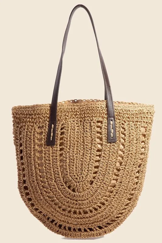 Straw Braided Rounded Tote Bag