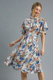 Vintage-Inspired Flutter Sleeve Midi Dress