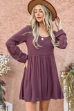Back Lace Button Down Detail Bell Sleeve Dress