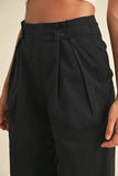 High Waist Front Pleated Detail Wide Leg Pants