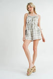 Plaid Sleeveless Button Down Romper