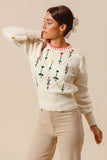 Small Flower Embroidered Sweater Top