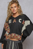 Boho Patchwork Floral V-Neck Sweatshirt