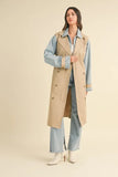 Layered Look Trench Coat With Denim Jacket
