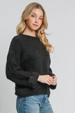 Full Size Round Neck Long Sleeve Boucle Sweater Plus Size