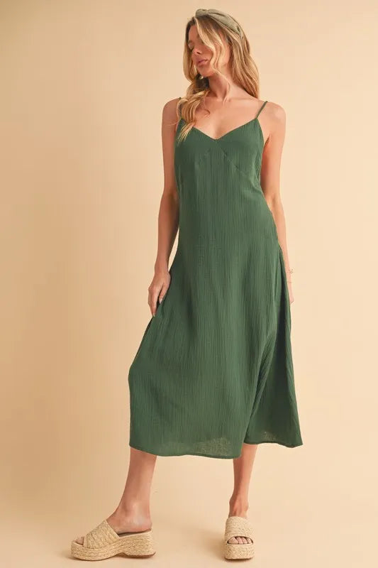 Side Button Midi Cami Dress
