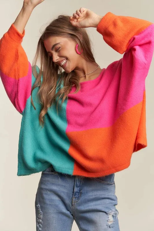 Loose Fit Colorblock Sweater