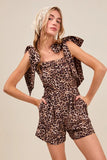 Floral Smocked Romper With Adjustable Tie Straps