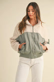 Shearling Contrast Bomber Jacket